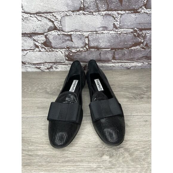 Ted & Muffy Black Leather Bow Slip On Heel Pump Shoes Women’s Sz 36EU/6M US - Picture 15 of 16